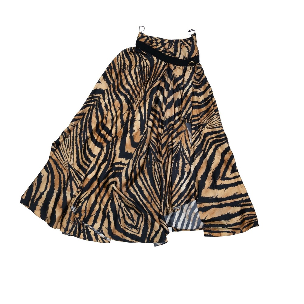 Vintage RARE Roberto Cavalli Tiger Print Silk Wrap Skirt w mini skirt - IT 40 - Picture 7 of 11